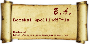 Bocskai Apollinária névjegykártya
